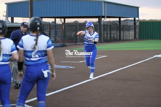 Examiner photos by Matthew Ybarra Trinity Loukanis had the Lady Rattlers first big swing of the season, a three-run homerun in the bottom of the second-inning against Montgomery. Loukanis finished 2-2 at the plate with four RBI's, but Montgomery came back winning 9-5.
