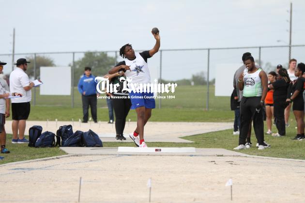 Douglas Franklin Senior shot putter Douglas Franklin delivers a big throw at the Rattler Relays. Examiner photos by Matthew Ybarra Article Image Alt Text