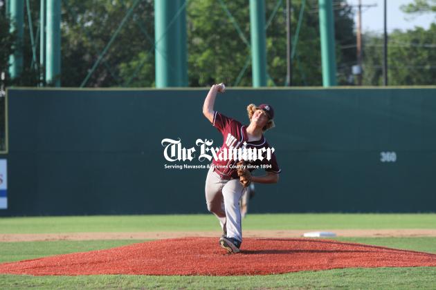 EASTON EVANS Examiner photo by Matthew Ybarra Iola senior pitcher Easton Evans dealt five strong innings in the 10-0 loss to Johnson City during 2A Region IV Area action at Fireman’s Park in Brenham May 12. Evans didn’t allow an earned run, but the Eagles capitalized on seven errors. Article Image Alt Text