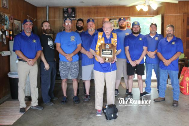 Examiner photo by Matthew Ybarra: Bill Sears was presented the Melvin Jones Fellowship Award Saturday, Aug. 28, by members of the Navasota Evening Lions Club. Sears has been a Lions Club member for over 37 years. Article Image Alt Text