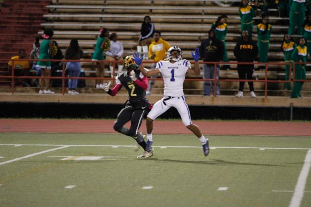 Examiner photos by Matthew Ybarra Rattler defensive-back Keith Steptoe runs stride-for-stride with a Worthing receiver eventually breaking up the pass. Navasota hosts Stafford Friday, Oct. 18. Article Image Alt Text