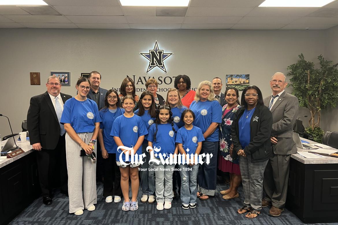 Navasota Independent School District board members independently recognize the achievements of the Brule Student Council and Navasota FFA during proceedings Oct. 20. Examiner photo by Matthew Ybarra Article Image Alt Text
